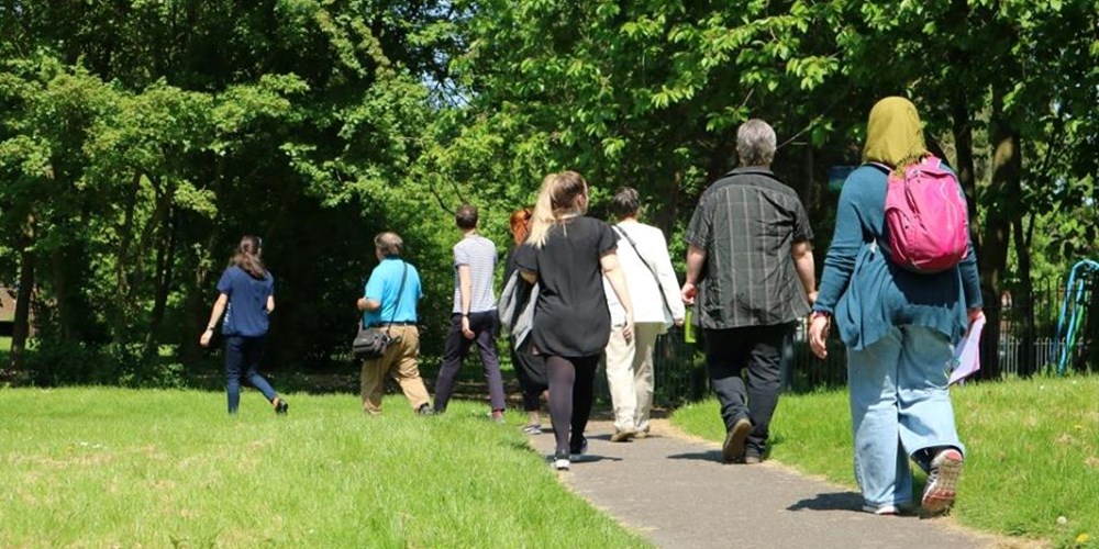 People walking on a park