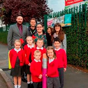New pencil bollards at Knighton Fields Primary