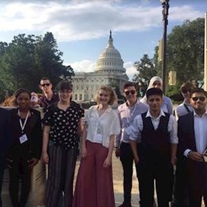 Sagar Haria from Leicester Young People's Council (far right) with other young people on his US trip in memory of Jo Cox