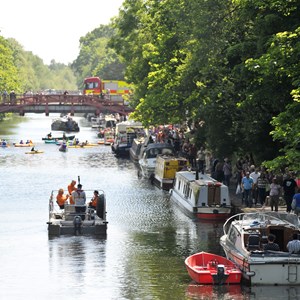 canal boats at Leicester's riverside festival