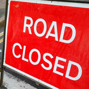 Road closed sign