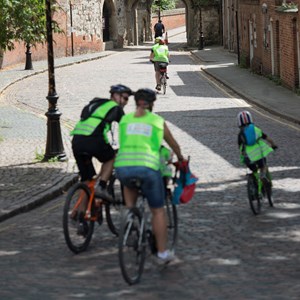 Image: Cyclists riding through Leicester