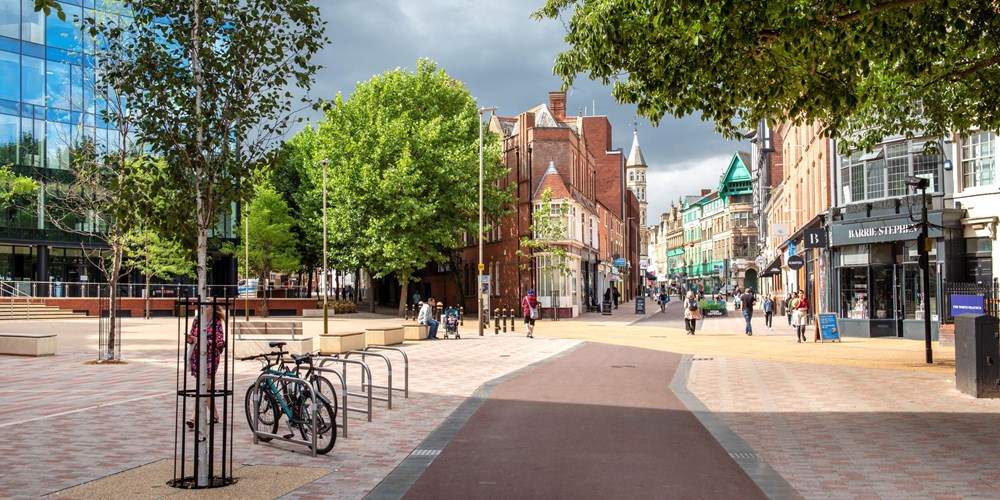 City centre street with bikes