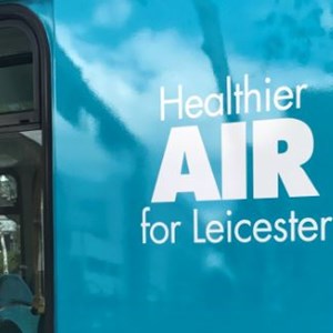 Healthier Air For Leicester logo on side of bus