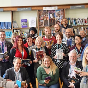 Image: Council staff and Cllr Sarah Russell at Leicester Central Library