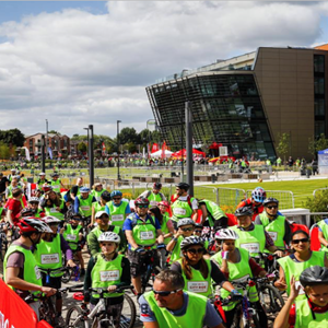 Image: Riders at the start of Let's Ride Leicester, the city's mass participation bike ride