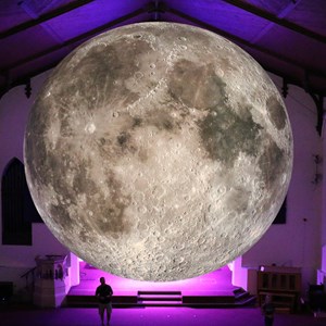 Image: A seven-metre diameter model of the moon for the Museum of the Moon art installation