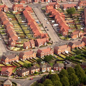 Aerial view of housing in Leicester