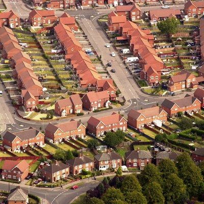 Aerial view of houses in Leicester