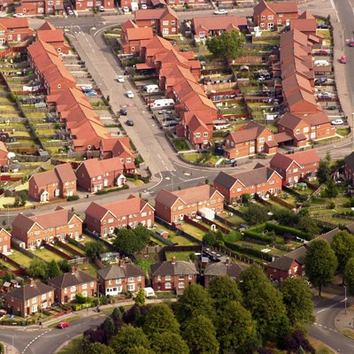 Aerial view of houses in Leicester