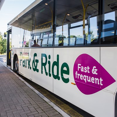 Park and Ride bus and passenger