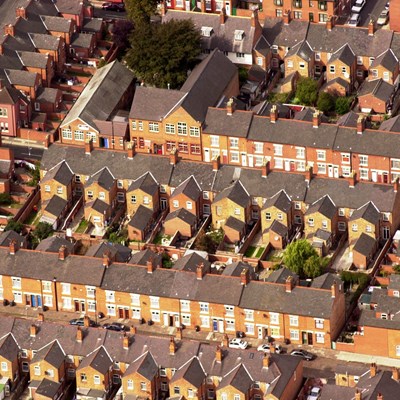 Aerial view of housing in Leicester