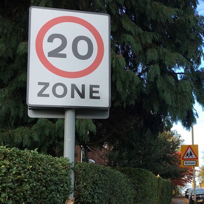 20mph zone street sign