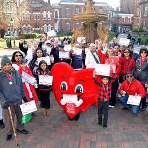 Image: A pic of the Wear It Red walkers at Town Hall Square