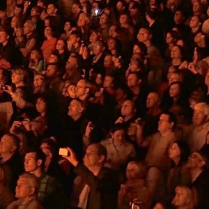 Crowds enjoying a previous Shared Space & Light show