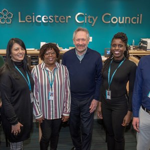 Leicester City Mayor with homeless workers