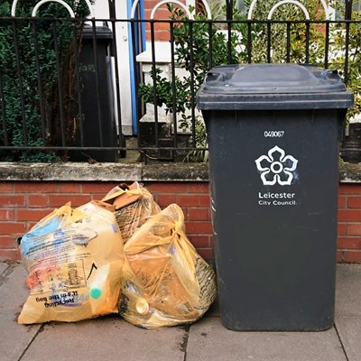 Bin and orange bags