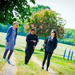 Image: An image of people walking through a park
