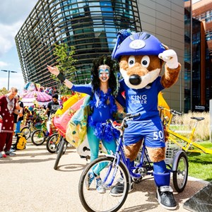 Image: Filbert Fox and friends at the HSBC Let's Ride Leicester event