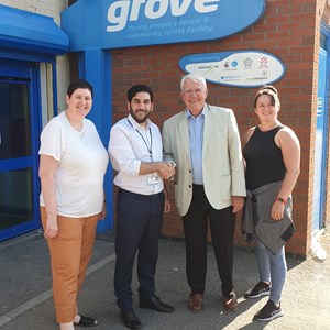 Left to Right – Angie Wright (b inspired, Chief Officer), Cllr Master, Michael Cooke (Chair of Trustees), Mandy Finch (b inspired, Sports and Fitness, project Co-ordinater).