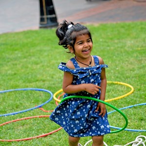 child with hoop
