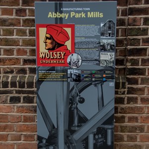 Abbey Park Mills existing heritage interpretation panel