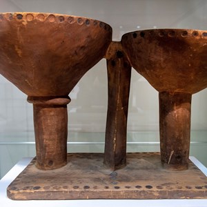 Pair of wooden bowls from Knowledge of the Unseen exhibition