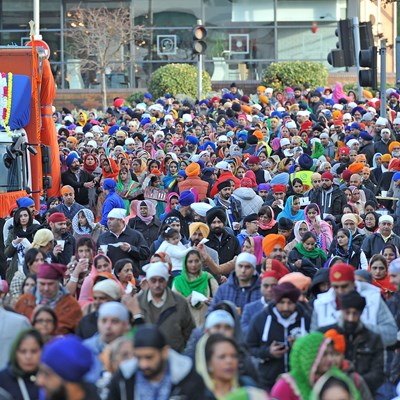 Crowds at a previous Nagar Kirtan procession in Leicester