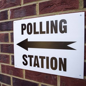 Polling station sign