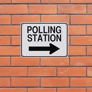 Polling station signpost