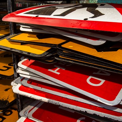 Road signs stacked up