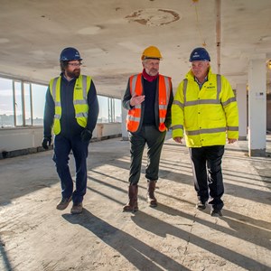 City Mayor Peter Soulsby joins contractors NMCN on site at Haymarket House