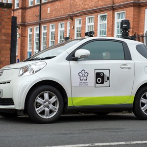 CCTV marked car outside a city school