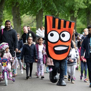 Image shows people walking and cycling as part of the last Walk Leicester festival