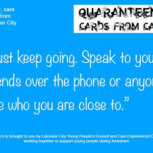 One of the Cards from Care postcards with a positive message