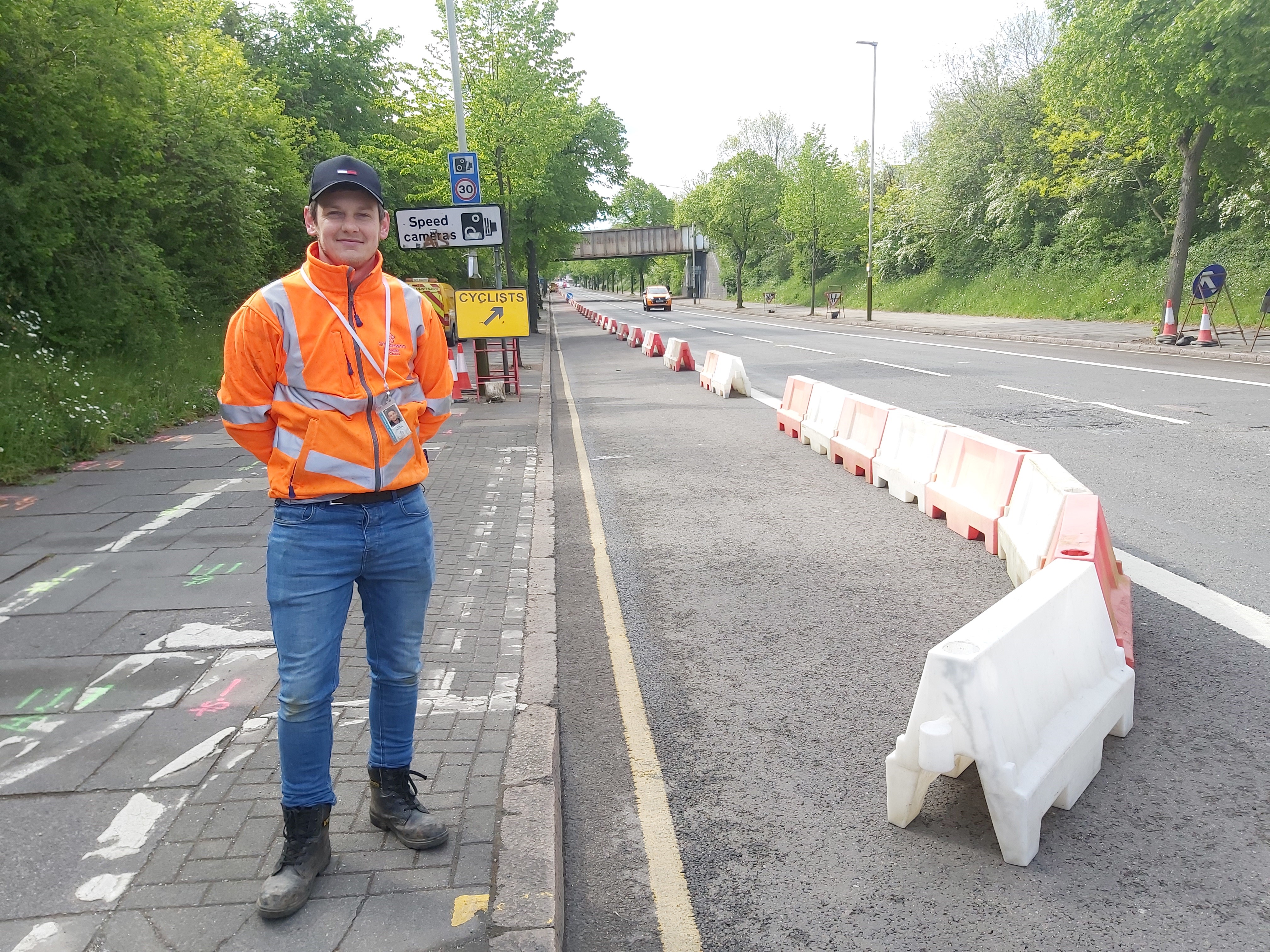 Second temporary cycle track installed to continue route into city