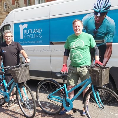 Paul Rymer (left) from Rutland Cycling with Andy Salkeld from Leicester Bike Aid/Leicester City Council