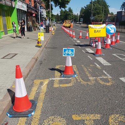 New pop-up cycle lane on Hinckley Road