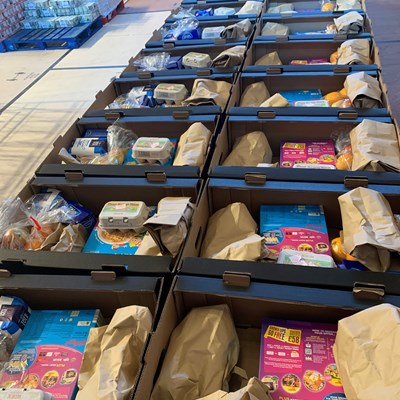 Food parcels at Leicester City Council's food hub