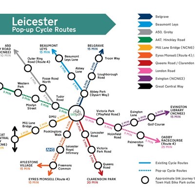 New London Underground-style map of Leicester's cycle routes