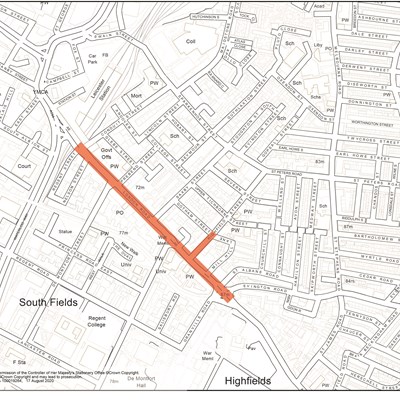 Map showing area of London Road included in new regulations