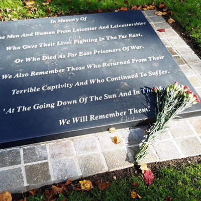 The new memorial stone in Leicester's Peace Walk
