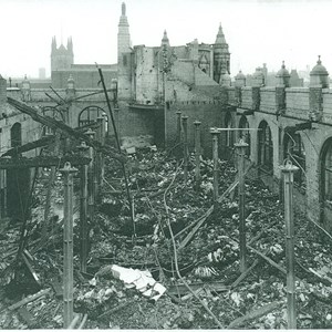 Image is of the Faire Brothers factory, next to Freeman, Hardy and Willis. The first bombs to land on Freeman, Hardy and Willis’s factory on Rutland Street fell at about 7.59pm on 19 November 1940. This was probably the most serious and long lasting fire of the night.