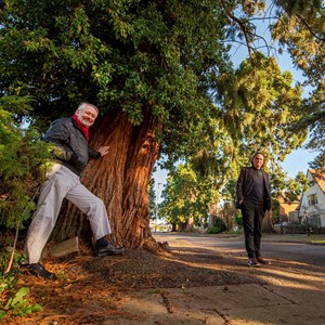 City Mayor Peter Soulsby and Deputy City Mayor for the environment, Councillor Adam Clarke, in Pine Tree Avenue