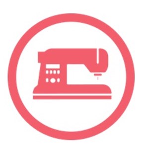 A graphic of a sewing machine