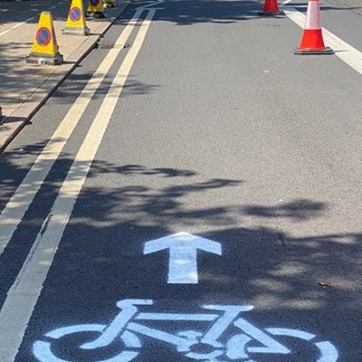 Cycle lane with painted markings