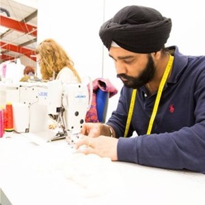 Man at work in textile manufacturing