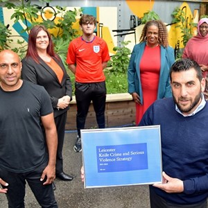 Picture shows Cllr Kirk Master (front, right) with community members and partners who helped to shape the plan. They are (from left) Dinehas Chauhan, Kellie Bugby, Aaron Gutteridge, Cheryl Armatrading, Maryan Anshur, and Bez Martin.