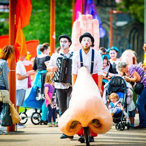 Street entertainers in Leicester in 2019