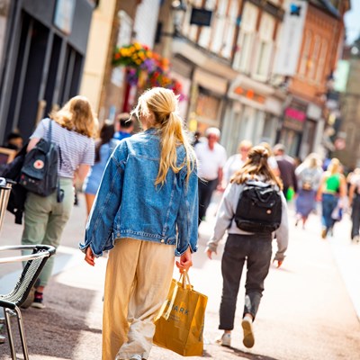 Shoppers in Leicester's Silver Street